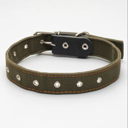 Ошейник брезентовый безразмерный двухслойный, 72 х 3,5 см, ОШ 45-60 см, хаки - Пижон фото 2