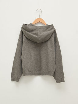 Kap??onlu Yaz? Bask?l? Uzun Kollu K?z ?ocuk Triko Kazak - Waikiki фото 2