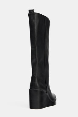 LEATHER WATER-REPELLENT WEDGE BOOTS - Zara фото 3