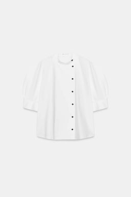 CAMISA POPEL?N BOTONES ZW COLLECTION / Blanco - Zara фото 4