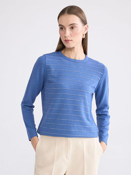 Bisiklet Yaka ?izgili Kad?n Triko Kazak