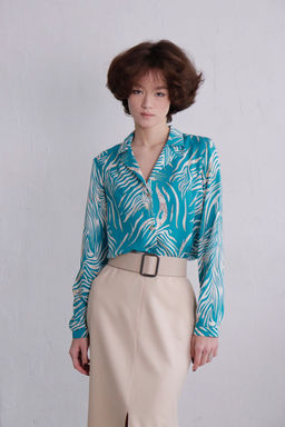 11551 Блуза с английским воротником бирюзовая - Martichelli фото 2