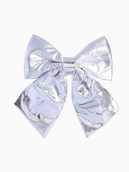 Ёлочная игрушка «Зимнее волшебство. Бант лоск» пластик, 24×26 см, серебро