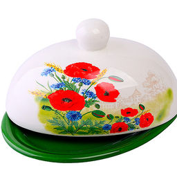 60280 Масленка с крышкой 17,8х13,3х9,8см 2пр Цветущие Маки LR (х24) - Mayer&boch фото 2