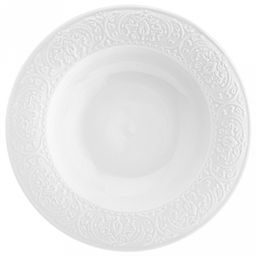 "Русь" Тарелка глубокая фарфоровая д223мм h38мм, 400мл, белый, рельефный декор (Китай)