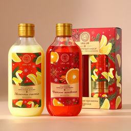 Подарочный набор новогодний URAL LAB Моменты счастья: гель для душа и пена для ванны, 2х300 мл