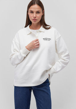 Beyaz Polo Tisort - Mavi фото 3