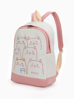 Рюкзак школьный на молнии, с карманами, с рисунком, размер 30?14?43 см, белый/розовый