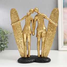 Фигурка полистоун Влюблённые сёрфингисты, золото, 26?23.5?12.5 см