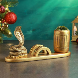 Кашпо - органайзер Змея Кобра золото с позолотой