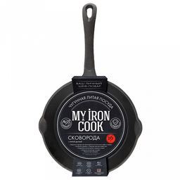Сковорода чугунная д16см, h3,5см, длина 31,5см, литая ручка, "My Real Iron Cook" (Китай)