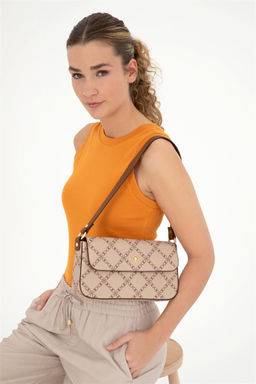 Женская бежевая сумка через плечо