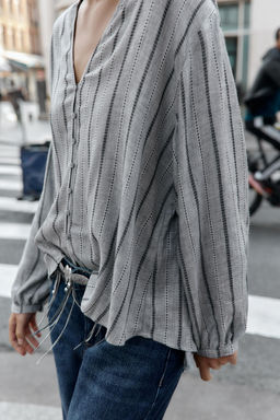 WOVEN STRIPED BLOUSE - Zara фото 3