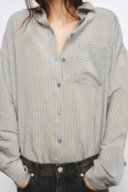 ZW COLLECTION STRIPED FLOWING SHIRT - Zara фото 5