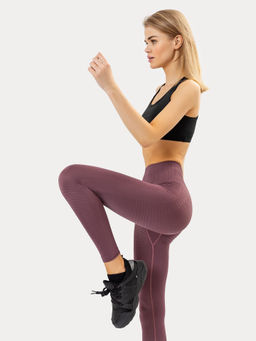 Легинсы женские спортивные с высокой талией в коричневом оттенке крокус 342288