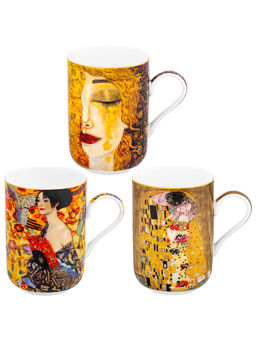 Набор 3 кружек 350 мл 10,8*7,5*10,5 см "Модерн" ("Дама с веер"+"Зол.слезы"+"Поцелуй") NEW BONE CHINA