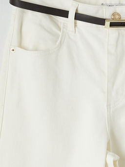 Beli Kemerli Wideleg Kad?n Jean Pantolon
