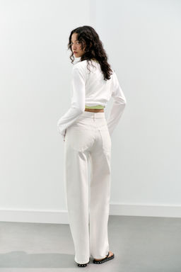 JEANS TRF EXTRA WIDE LEG TIRO ALTO / Blanco roto