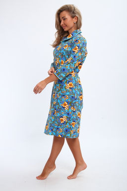 Халат женский из фланели Маша макси цветы