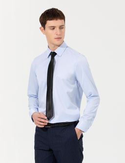 A__k Mavi Slim Fit Uzun Kollu Basic G_mlek