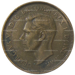 Монета 1/2 пенни 1938 года Австралия