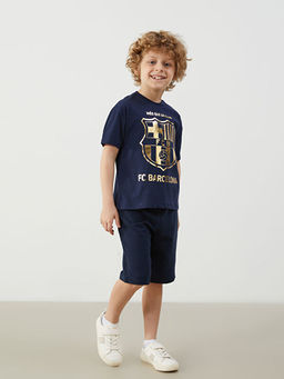 Bisiklet Yaka Barcelona Bask?l? Erkek ?ocuk Ti??rt