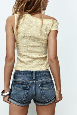 TRF BUTTONED MINI DENIM SHORTS - Zara фото 5