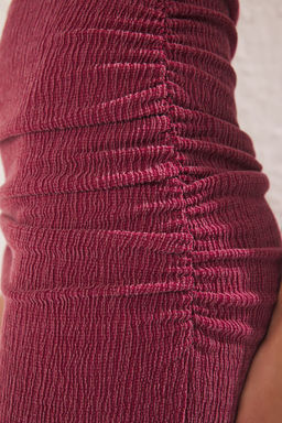 Koyu Visne Duz Buzgu / Drape Maxi Burumcuk Esnek Orme Elbise TWOSS25EL00466 - Trendyolmilla фото 3