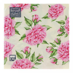 Салфетки бумажные Bouquet Home Collection Classic 33х33см, 3-х слойные, 20 штук в упаковке, 100% целлюлоза, Цветочное воображение (Россия)  фото 2