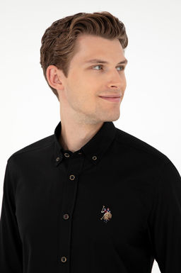 Мужская черная базовая рубашка с длинным рукавом - U.s. polo assn фото 2