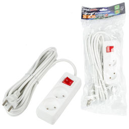 S-CU2-5B WHITE Удлинитель серии Ultra, шнур 5м., 2 гнезда, 10A, б/з. Белый. TM Uniel
