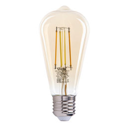 LED-ST64-7W/SW/E27/230V/WF GLS82GO Умная лампа светодиодная Wi-Fi+Bluetooth, диммируемая. Форма "конус", золотистая. Стеклянная колба. 2700-6500K. Голосовое управление+приложение UnielSmart. TM Uniel