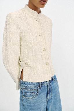 BLAZER ESTRUCTURA HOMBRERAS HILO METALIZADO / Crudo - Zara фото 4