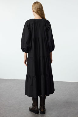 TRENDYOLMILLA Beyaz Rahat Kal?p Fiyonklu Midi Dokuma Elbise TWOAW25EL00329 фото 5