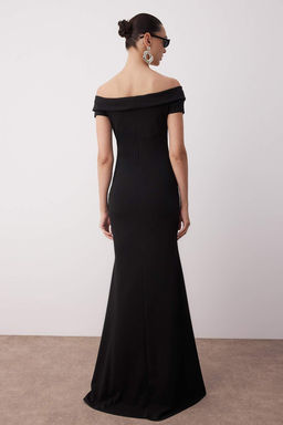 Siyah Carmen Yaka Bal?k Kesim Maxi S?k Abiye Gece Mezuniyet Elbisesi TPRSS25AE00191 - Trendyolmilla фото 4