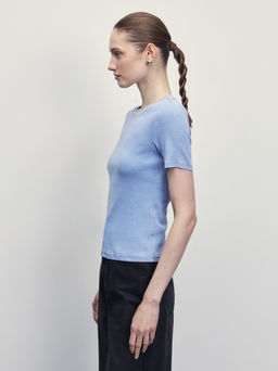 Базовая футболка с эффектом стирки / Zarina  фото 4