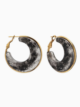 Серьги-кольца акрил «Тренд», чёрные в золоте