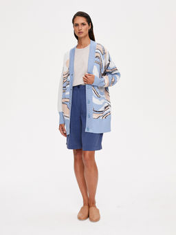 Кардиган с жаккардом из хлопка 421.140109/Белый - Seven senses фото 5