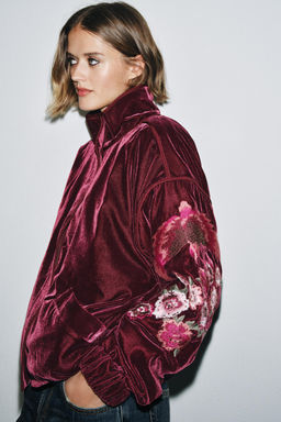 EMBROIDERED VELVET PUFFER JACKET - Zara фото 5