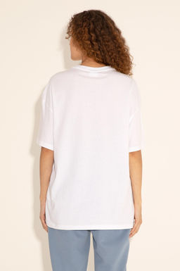 Erkek Oversize Fit Bisiklet Yaka Beyaz Ti__rt