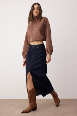 TRENDYOLMILLA Siyah More Sustainable Y?rtmacl? Maxi Denim Etek TWOSS23ET00290 фото 20