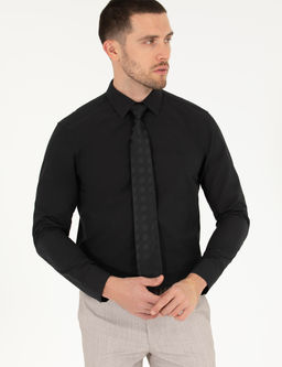 Siyah Slim Fit Uzun Kollu Klasik G_mlek