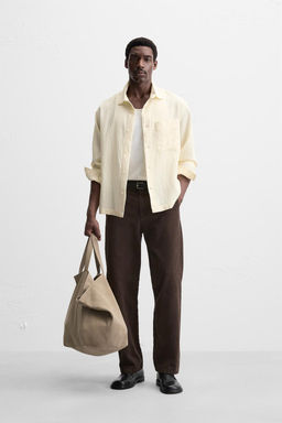 TEXTURED STRAIGHT-LEG TROUSERS