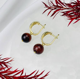 Серьги из камня Бычий глаз - Радуга самоцветов фото 2