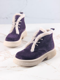 Ботинки 308.агатаw.Сливовая замша з/шерсть