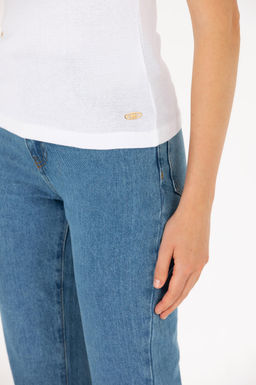 U. S. Polo Assn Женская белая базовая футболка без рукавов с круглым вырезом - U.s. polo assn фото 7