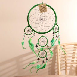 Ловец снов «Пять колец», 25×0.5×50 см, зелёный
