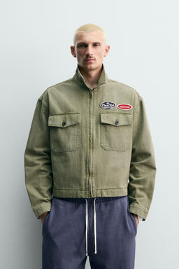 CAZADORA CROPPED FIT PARCHES / Khaki - Zara фото 2