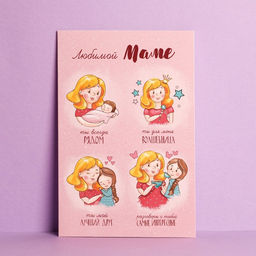 Цена за 10 шт. Открытка Любимой маме, 12?18 см