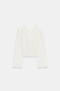 LACE TOP WITH SHOULDER PADS - Zara фото 5